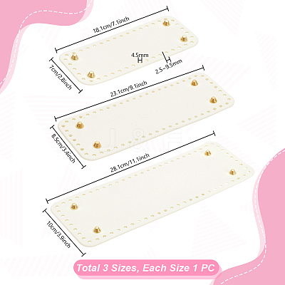 3Pcs Imitation Leather Bag Base DIY-WH0816-166B-G-1