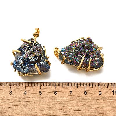 Electroplated Natural Druzy Agate Pendants G-K338-45G-06-1