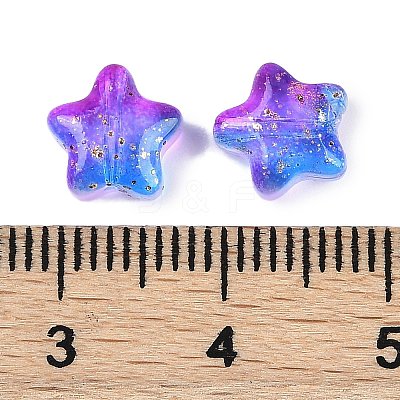 Transparent Spray Painted Frosted Glass Beads GLAA-NH0003-01F-1