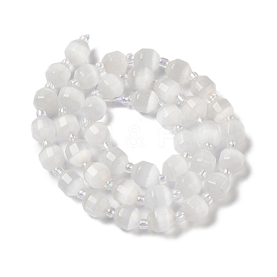 White Cat Eye Beads Strands G-Q169-F10-01-1