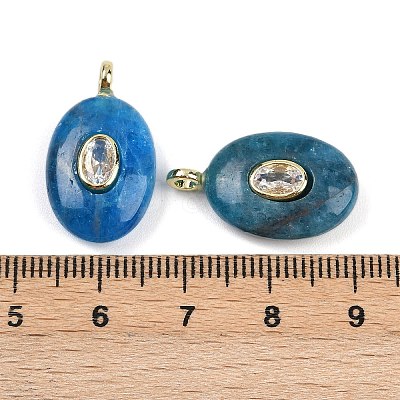 Natural Apatite & Cubic Zirconia Pendants G-Z076-01G-13-1