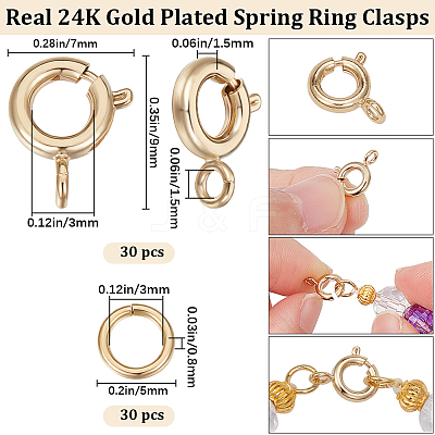 30Pcs Brass Spring Ring Clasps DIY-BBC0001-49-1