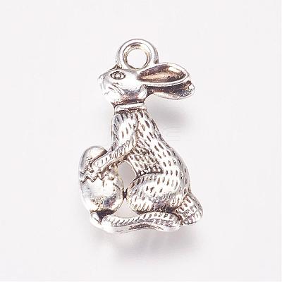 Tibetan Style Alloy Bunny Pendants TIBEP-E150-06AS-1