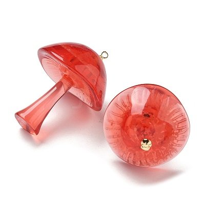 Luminous Epoxy Resin Mushroom Pendants RESI-C054-01E-1