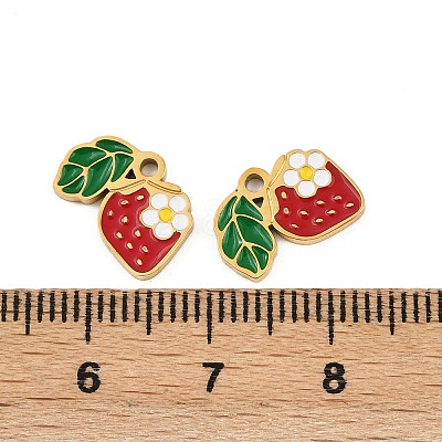 Fruit 304 Stainless Steel Enamel Charms STAS-C137-04B-G-1