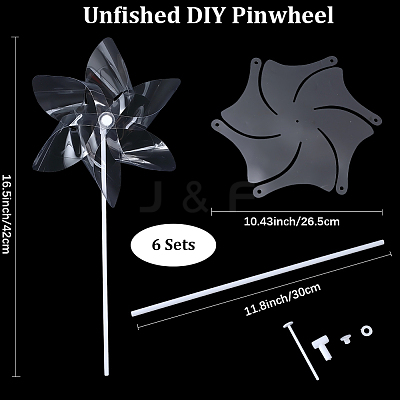 6Pcs DIY Craft PET Windmill DIY-CP0013-48B-1