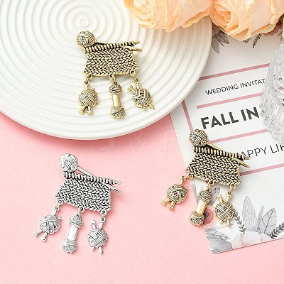 3Pcs 3 Colors Knitting Zinc Alloy Lapel Pins for Backpack Clothes JEWB-CJ0003-56-1