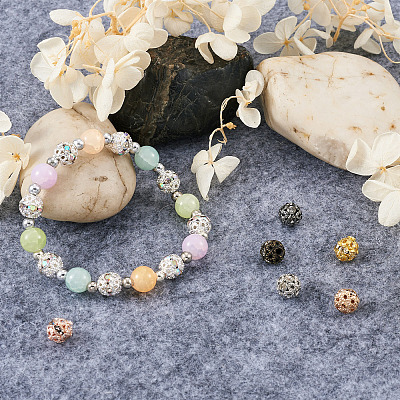 160Pcs 8 Colors Alloy Rhinestone Beads FIND-CW0001-11-1