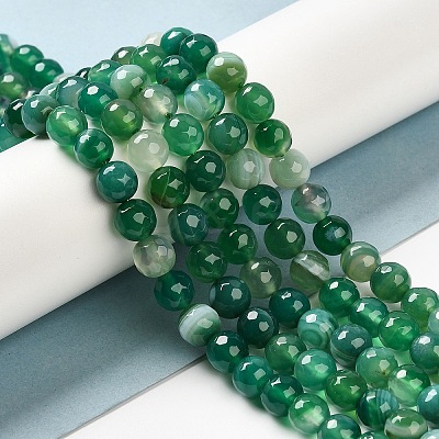Natural Striped Agate/Banded Agate Beads Strands G-A246-8mm-06-1
