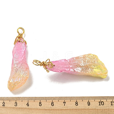 Electroplated Raw Rough Natural Quartz Crystal Big Pendants G-A229-02G-04-1