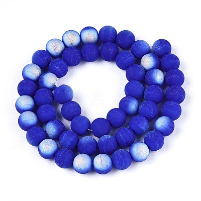 Frosted Opaque Glass Beads Strands GLAA-T032-P8mm-MBB11-1