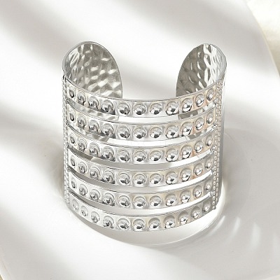 304 Stainless Steel Cuff Bangles for Women BJEW-Z096-06P-1