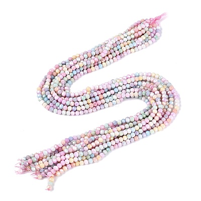 Anti-Tarnish Electroplate Glass Beads Strands EGLA-ZX010-4mm-14-1