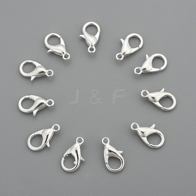 Silver Color Plated Zinc Alloy Lobster Claw Clasps X-E502Y-S-1