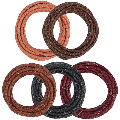 10 Yards 5 Colors Braided Leather Cord WL-CL0001-08-1