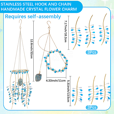1Bag Iron & Glass Hanging Ornaments HJEW-SP0001-65B-1