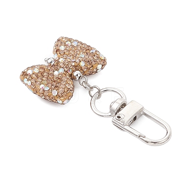 Bowknot Polymer Clay Rhinestone Pendants Decorations HJEW-JM04197-01-1