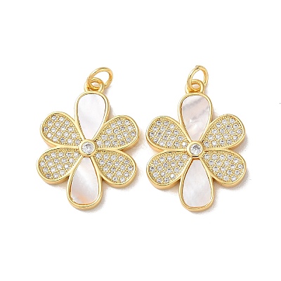 Brass Micro Pave Clear Cubic Zirconia Pendants KK-B083-17G-06-1