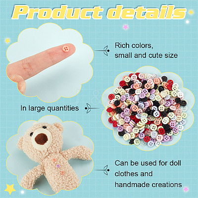 500Pcs 10 Colors Nylon Buttons BUTT-FG0001-22-1