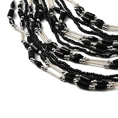 Bohemia Style Glass Seed Bead Multi-strand Necklaces NJEW-H063-01P-05-1
