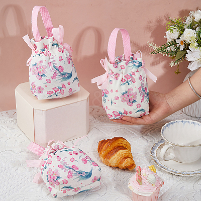 10Pcs Cloth Flower Print Drawstring Pouches ABAG-DC0001-09B-1