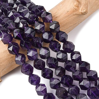 Faceted Natural Amethyst Beads Strands G-K066-09-8mm-01-1