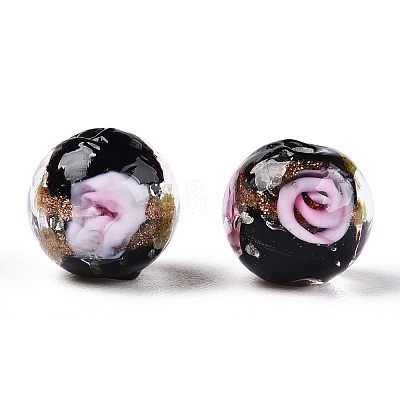 Luminous Handmade Gold Sand Lampwork Beads LAMP-T021-03K-1