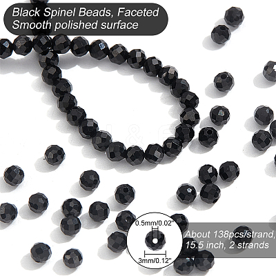 2 Strands Natural Black Spinel Beads Strands G-NB0004-61-1
