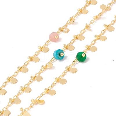Natural Assorted Stone Column Beaded Chains CHC-K012-01G-08-1