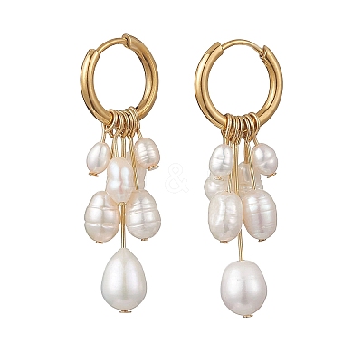 Rice Natural Pearl Hoop Earrings EJEW-JE06933-01-1