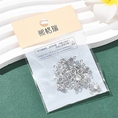 SHEGRACE Brass Pave Cubic Zirconia Flat Round Connector Charms XGRQ2O361-435A-P-1