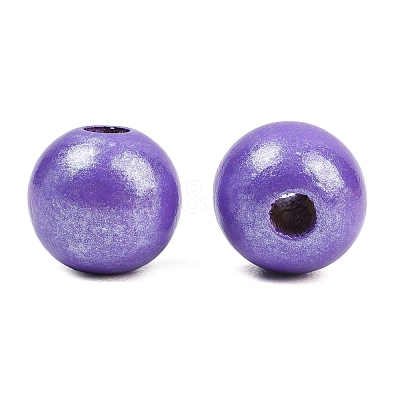 Spray Painted Wood European Beads WOOD-G029-08C-1
