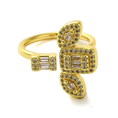Brass with Cubic Zirconia Rings RJEW-B057-04G-03-1