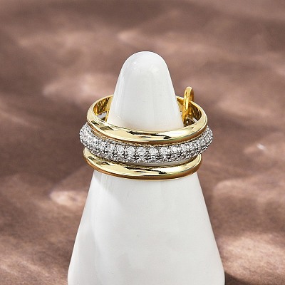 Brass Micro Pave Cubic Zirconia Finger Rings RJEW-D325-01PG-06-1