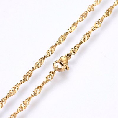 304 Stainless Steel Singapore Chain Necklaces MAK-L015-25F-1