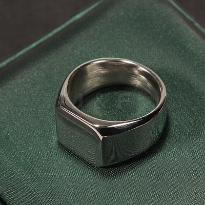 Square 304 Stainless Steel Finger Rings WGB1DFB-18-1