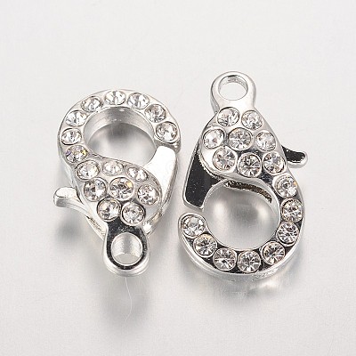 Alloy Glass Rhinestone Lobster Claw Clasps ZIRC-F022-63-1
