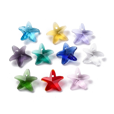 100Pcs 10 Colors Glass Pendants AJEW-H154-08E-1
