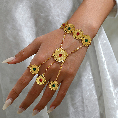 Bohemian Brass Finger Ring Bracelets KT1838-2-1