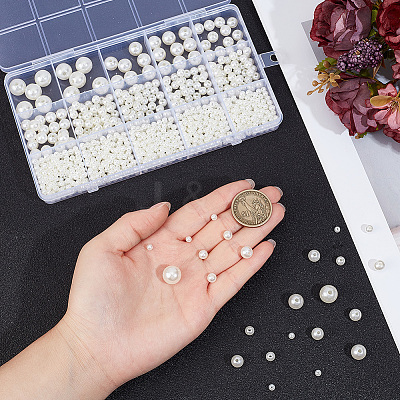 1573Pcs 5 Styles ABS Plastic Imitation Pearl Beads KY-PA0001-13A-1