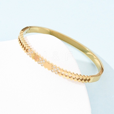 304 Stainless Steel Micro Pave Cubic Zirconia Hinged Bangles for Women BJEW-Z146-03G-1