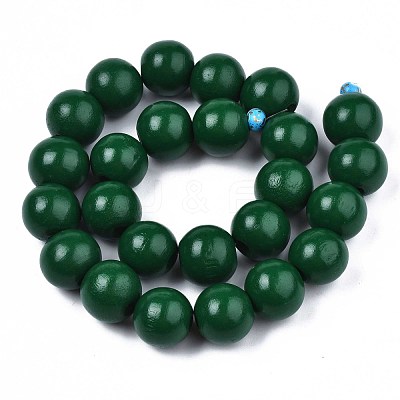Spray Painted Natural Wood Beads Strands WOOD-S053-57C-1