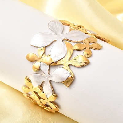 304 Stainless Steel Cuff Bangles for Women BJEW-F509-03D-G-1