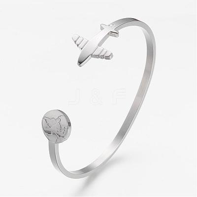 Tarnish Resistant 304 Stainless Steel Cuff Bangles BJEW-N0028-02P-1