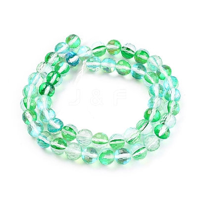 Electroplate Transparent K9 Glass Beads Strands GLAA-L028-8mm-A04-1