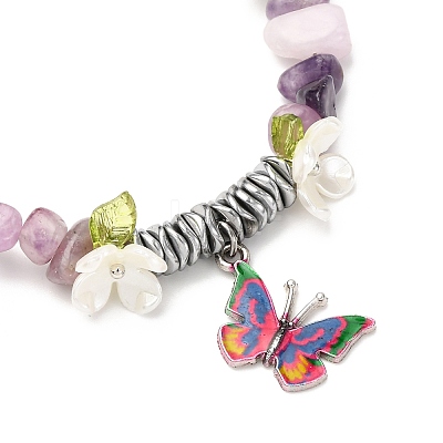 Printed Alloy Butterfly Charm Bracelets BJEW-JB12404-01-1