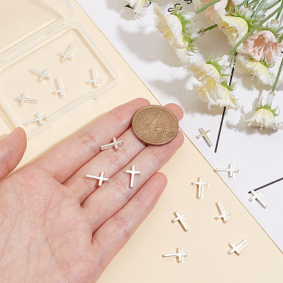 20Pcs Brass Tiny Cross Charms KK-BC0012-57-1