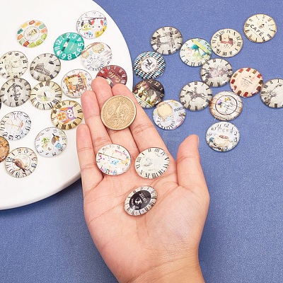 Printed Picture Glass Cabochons GGLA-YW0001-01B-1