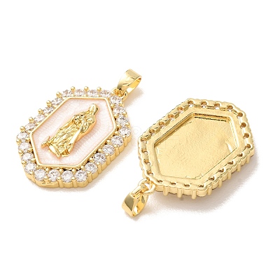 Brass Micro Pave Clear Cubic Zirconia Pendants CU-CBA9AB3-36G-1