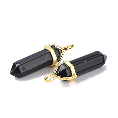 Natural Obsidian Pointed Pendants G-G025-01G-15-1